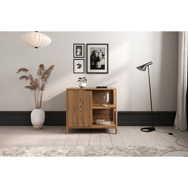 Dabīga toņa ozola masīvkoka skapītis 95x80 cm Twig – The Beds-image-1