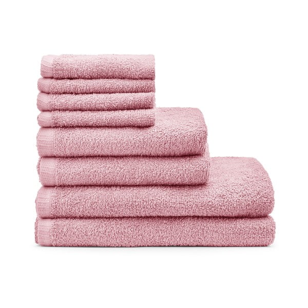 Rozā ātri žūstoši/frotē kokvilnas dvieļi komplektā (8 gab.) Quick Dry – Catherine Lansfield