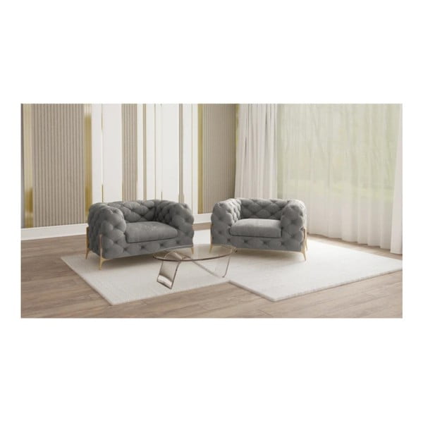 Pelēks samta atpūtas krēsls Chelsea Bis – Ropez-image-1