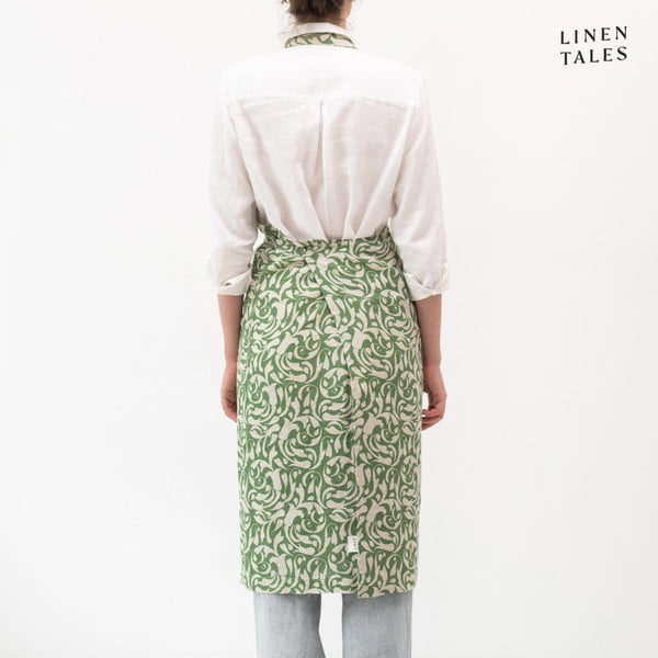 Lina priekšauts Evergreen Damask – Linen Tales-image-1