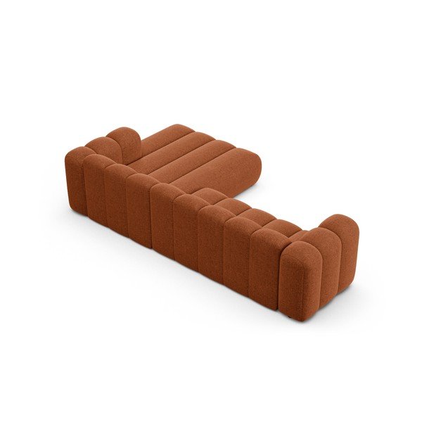 Ķieģeļu sarkans stūra dīvāns no šenila auduma (ar labo stūri/ar zvilni) Lupine – Micadoni -image-3