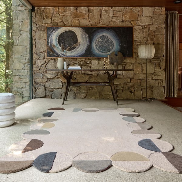 Pelēkbēšs ar rokām darināts vilnas paklājs 120x170 cm Mia Scallop Frame – Flair Rugs-image-1