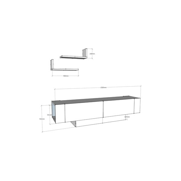 Balts TV plauktu komplekts 150x42 cm Matera – Zena Home-image-3