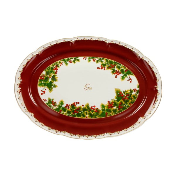 Porcelāna paplāte ar Ziemassvētku motīvu Brandani Le Bacche, garums 40 cm