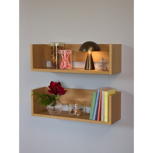 Dabīga toņa sienas plaukts ar ozolkoka imitāciju 64 cm Gap – Hübsch-image-3