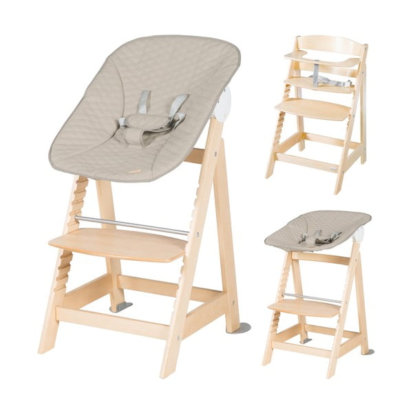 Bēšs/dabīga toņa bērnu barošanas krēsls Born Up 2in1 Luxe – Roba