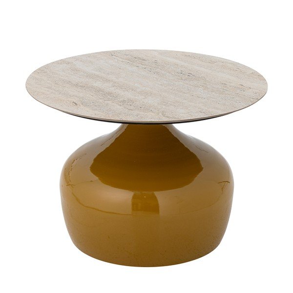 Dzeltens apaļš žurnālgaldiņš ar keramikas virsmu ø 60 cm Lecco – Bloomingville-image-4