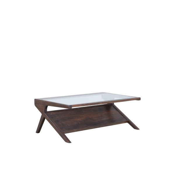 Tumša dabīga toņa žurnālgaldiņš ar stikla galda virsmu 70x112 cm Yuki – Light & Living