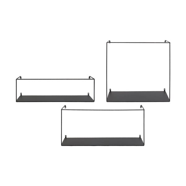 Melni metāla sienas plaukti (3 gab.) 40 cm Ulmo – House Nordic