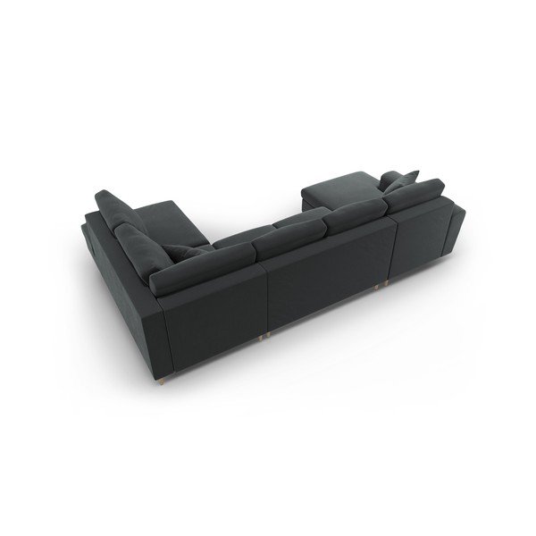 Tumši pelēks samta salokāms stūra dīvāns ar uzglabāšanas vietu (ar labo stūri/U veida) Kyoto – Cosmopolitan Design-image-4
