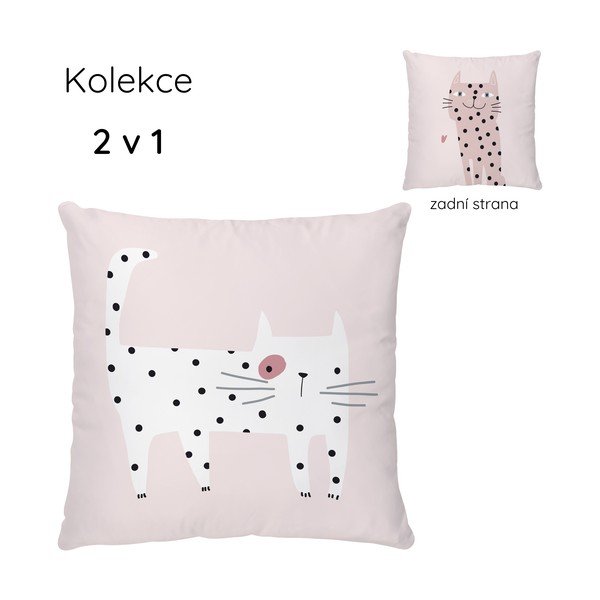 Bērnu spilvens no kokvilnas satīna 45x45 cm Meow Meow – Butter Kings-image-3