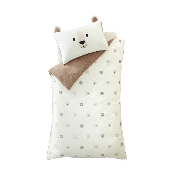 Brūna/krēmkrāsas divguļamā mikroplīša bērnu gultas veļa 200x200 cm Cosy Bear – Catherine Lansfield