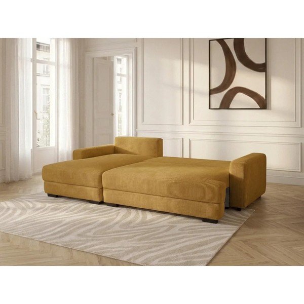 Dzeltens velveta salokāms/ar uzglabāšanas vietu stūra dīvāns (ar kreiso stūri/ar zvilni) Campi – Bobochic Paris-image-3