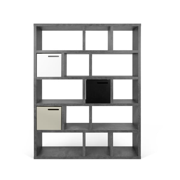 Pelēks grāmatplaukts ar betona imitāciju 150x198 cm Berlin – TemaHome-image-3