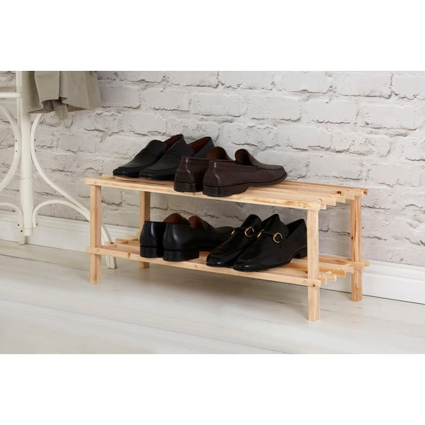 Dabīga toņa egles masīvkoka apavu plaukts – Premier Housewares-image-1