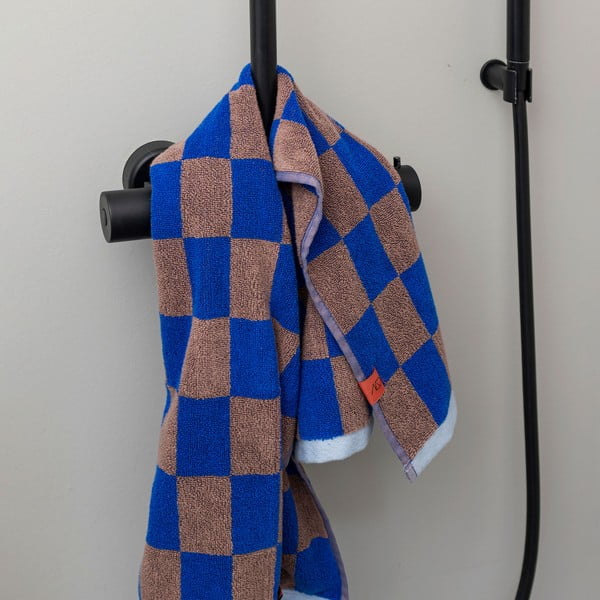 Zils/brūns organiskās kokvilnas vannas dvielis 70x133 cm Retro – Mette Ditmer Denmark-image-1