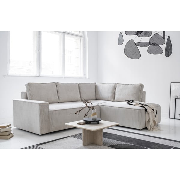 Balts velveta salokāms stūra dīvāns (ar labo stūri) Brave Dave – Miuform-image-3