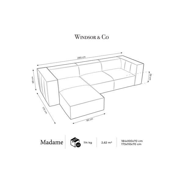 Tumši zils ādas stūra dīvāns (ar kreiso stūri) Madame – Windsor & Co Sofas-image-4