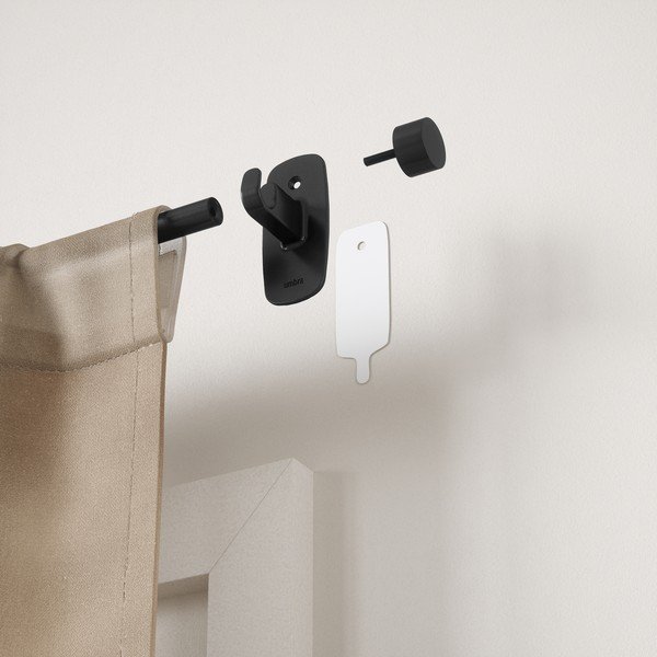 Matēti melna tērauda pagarināma aizkaru stanga 71 - 121 cm Adhera – Umbra-image-3
