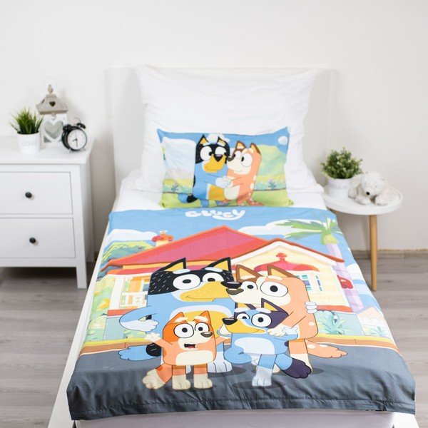 Kokvilnas bērnu gultas veļa bērnu gultiņai 100x135 cm Bluey – Jerry Fabrics-image-1