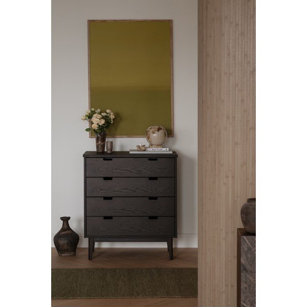 Tumša dabīga toņa ozola masīvkoka kumode 75x85x38 cm Garrison – Rowico-image-2