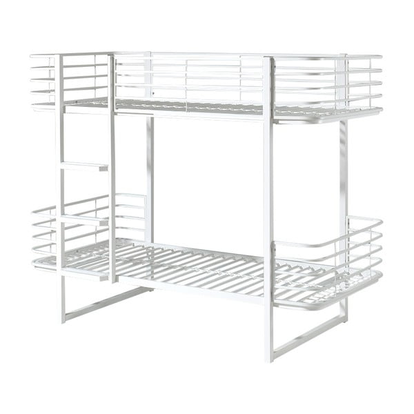 Balta metāla divstāvu bērnu gulta ar redelēm 90x200 cm Oscar – Vipack