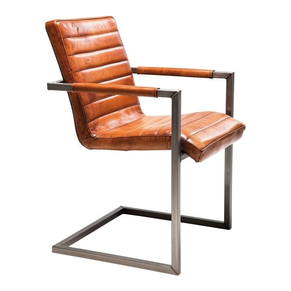 Brūns ādas krēsls ar roku balstiem Kare Design Cantilever
