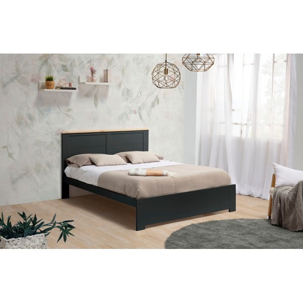 Antracīta pelēka divvietīga gulta 140x190 cm Akira – Marckeric-image-1