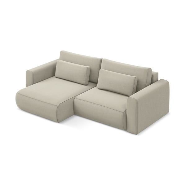 Bēšs samta salokāms/ar uzglabāšanas vietu stūra dīvāns (ar kreiso stūri/ar zvilni) Kapua – Makamii-image-2