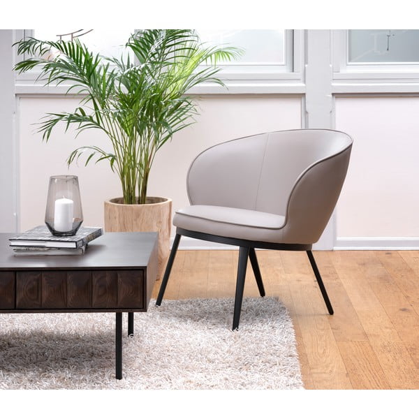 Pelēks/bēšs atpūtas krēsls no ādas imitācijas Gain – Unique Furniture-image-1