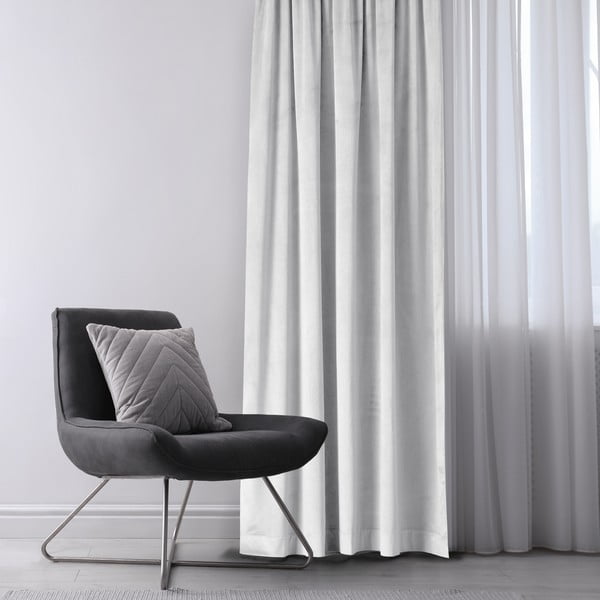 Balts samta daļēji gaismu necaurlaidīgs aizkars 140x270 cm Eyelets – Restilo-image-1