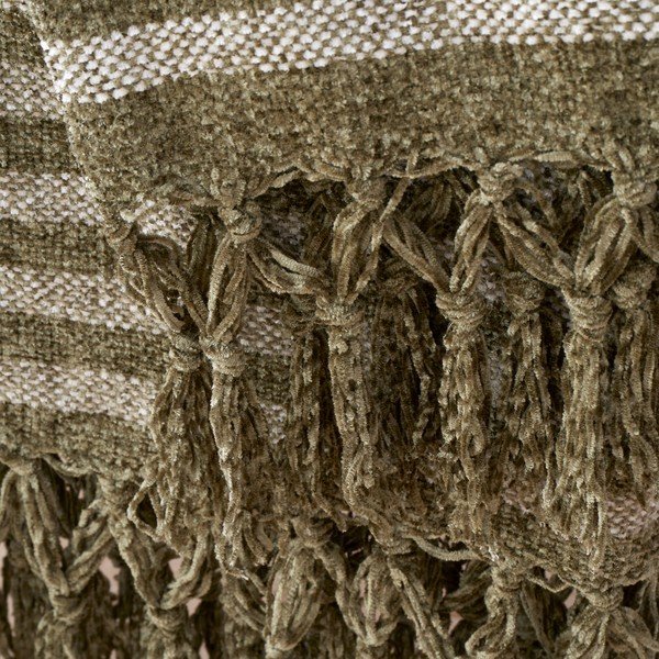 Zaļš samta pleds 130x170 cm Stripe Chenille – Catherine Lansfield-image-1
