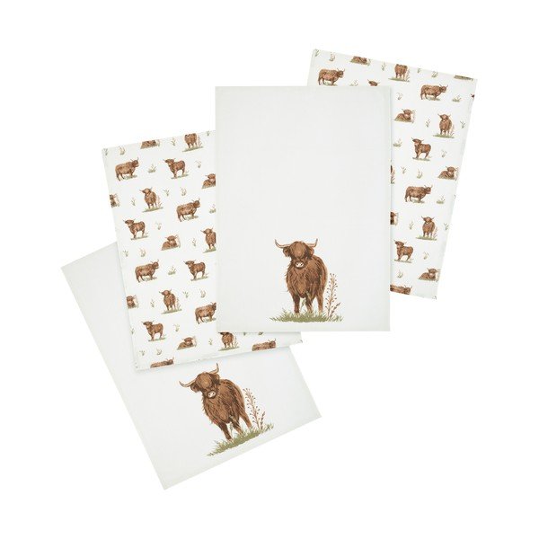 Kokvilnas trauku dvieļi (4 gab.) 50x70 cm Angus Highland Cow – Catherine Lansfield