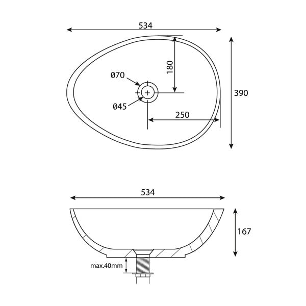 Tumši pelēka betona izlietne 53x39 cm Punc – Sapho-image-3