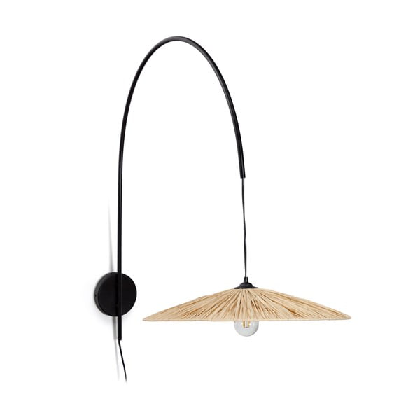 Melna/dabīga toņa sienas lampa Rosella – Kave Home