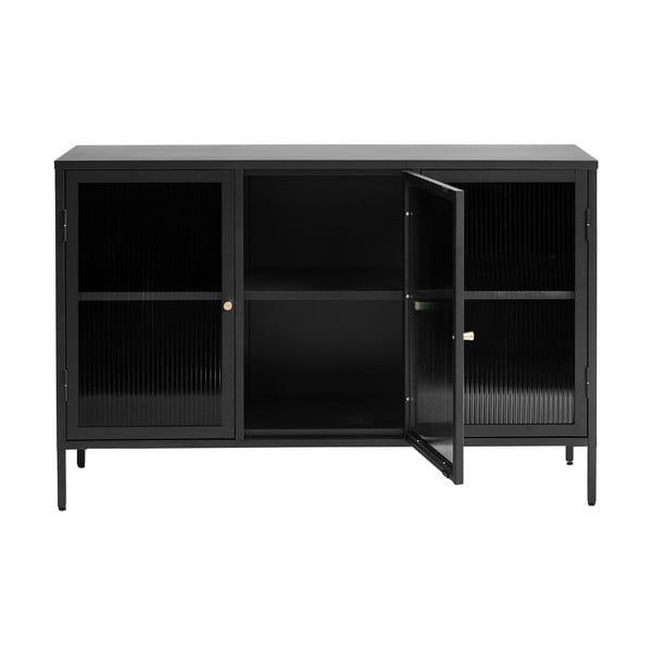 Melna metāla vitrīna 132x85 cm Bronco – Unique Furniture-image-3