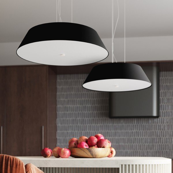 Melna griestu lampa ar auduma abažūru ø 70 cm Hektor – Sollux-image-1