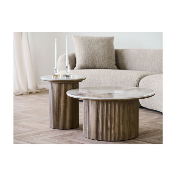 Apaļš sānu galdiņš ar marmora imitācijas galda virsmu ø 45 cm Athens – House Nordic-image-2