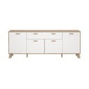 Balta/dabīga toņa kumode ar ozolkoka imitāciju 196x73x39 cm Ikast – Tvilum