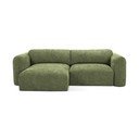Zaļš salokāms stūra dīvāns no šenila auduma ar uzglabāšanas vietu (ar kreiso stūri/ar zvilni) Mele – Makamii