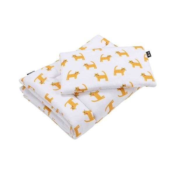 Balti oranžs bērnu gultiņas komplekts Sweet Dreams – Yellow Tipi