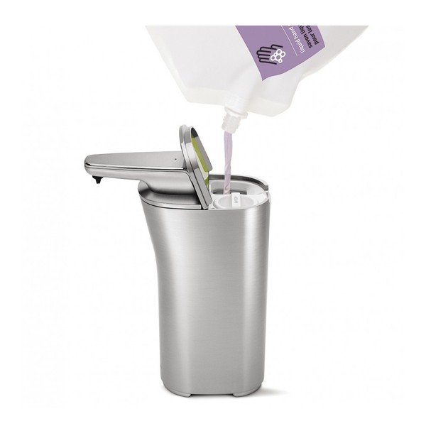 Sudraba bezpieskārienu ziepju dozators simplehuman Compact-image-1