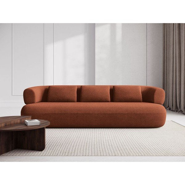 Terakotas oranžs dīvāns no buklē auduma 200 cm Jenny – Micadoni -image-1