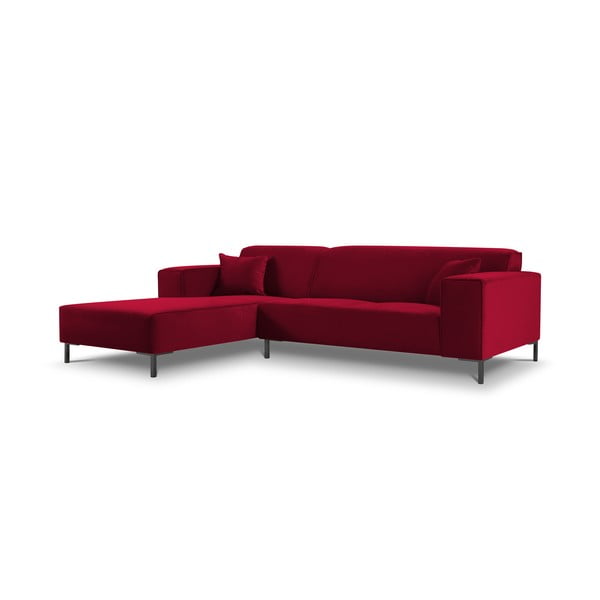 Sarkans samta stūra dīvāns Cosmopolitan Design Siena, kreisais stūris