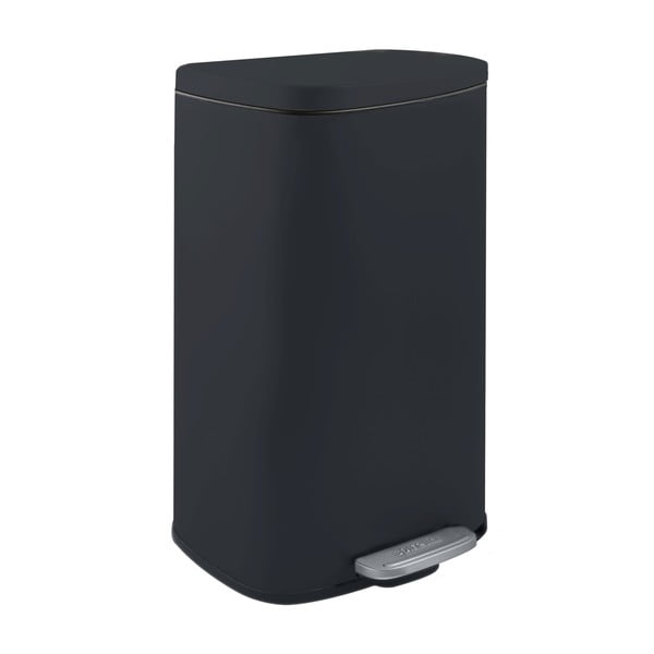 Matēti melna tērauda atkritumu tvertne ar pedāli 50 l   Akira – Spirella