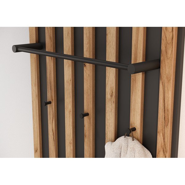 Antracīta pelēks/dabīga toņa sienas pakaramais ar ozolkoka imitāciju 64x148x14 cm Renell – Germania-image-3