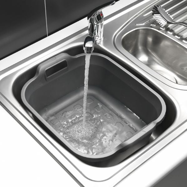 Metāliski pelēka plastmasas bļoda ar diviem rokturiem Addis, 39 x 32 x 14 cm-image-1