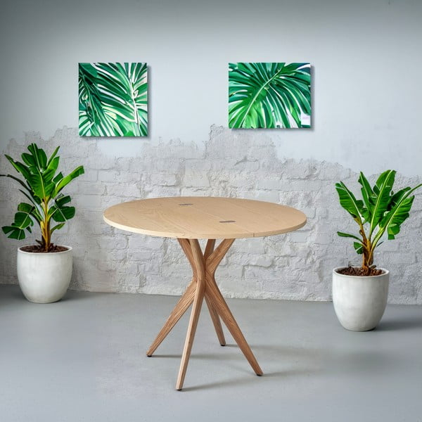 Apaļš izvelkams ēdamgalds ar oškoka imitācijas galda virsmu 45x90 cm Jubi – Ragaba-image-4