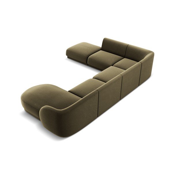 Zaļš samta stūra dīvāns (ar kreiso stūri/"U" veida) Miley  – Micadoni Home-image-4