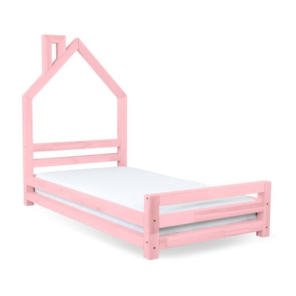 Bērnu rozā egļu gulta Benlemi Wally, 90 x 160 cm
